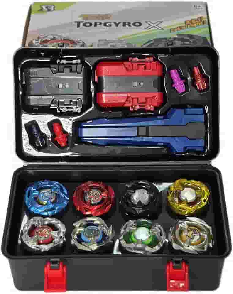 Kit Top Gyro X com 8 Piões, 2 Lançadores, Maleta de Transporte, Multicolorido