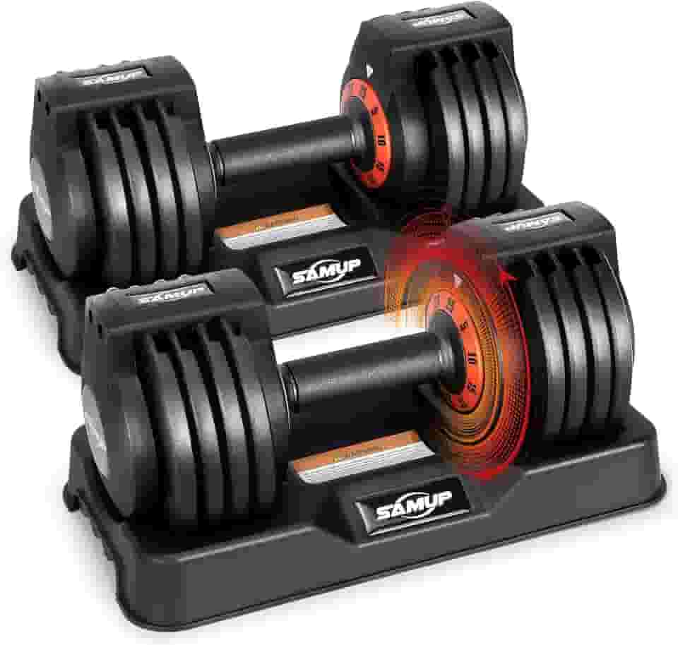 Conjunto de halteres ajustáveis de 25/25 kg, halteres com alça de metal antiderrapante para exercícios e fitness, ajuste rápido de peso para treino de corpo inteiro