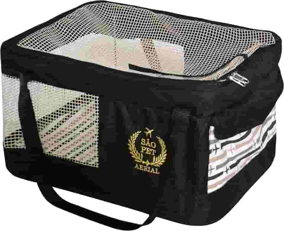 São Pet Bolsa Aerial Para Transporte De Cães E Gatos Em Avião (43X31 5X20 Cm) Preta