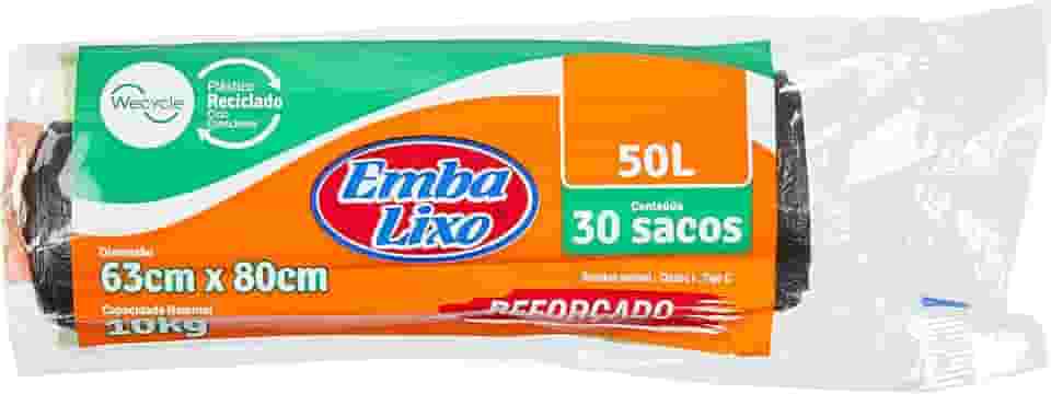 Embalixo Saco Lixo Wecycle Reforçado Preto 50Litros