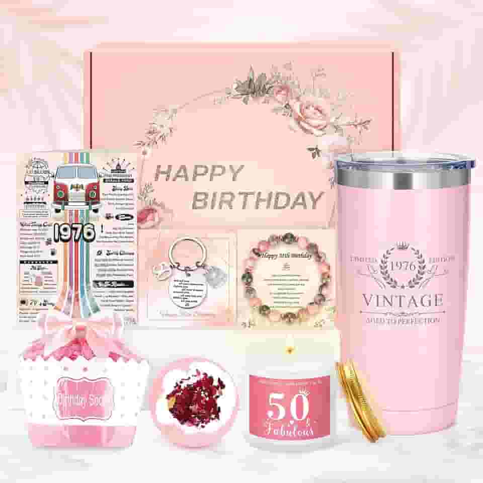 Presentes de aniversário de 50 anos para ela, presentes de feliz aniversário de 50 anos para mulheres, presente exclusivo para mulher de 50 anos, presente fabuloso para mulheres, decorações de 50 anos