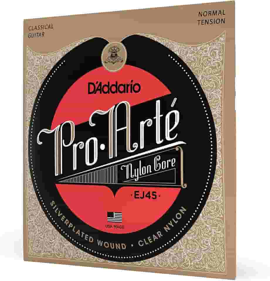 Encordoamento Para Violão Nailon Prata/Transparente D'Addario Pro-Arté Nylon Core EJ45