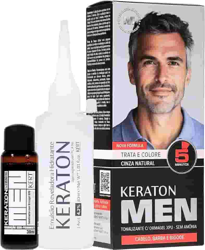 Keraton Coloração Semi-Permanente Em Creme Para Cabelos Sem Amônia Com Cistina Para Cabelos Masculino Com Ormagel Xpu® Men 30Ml Cinza Natural