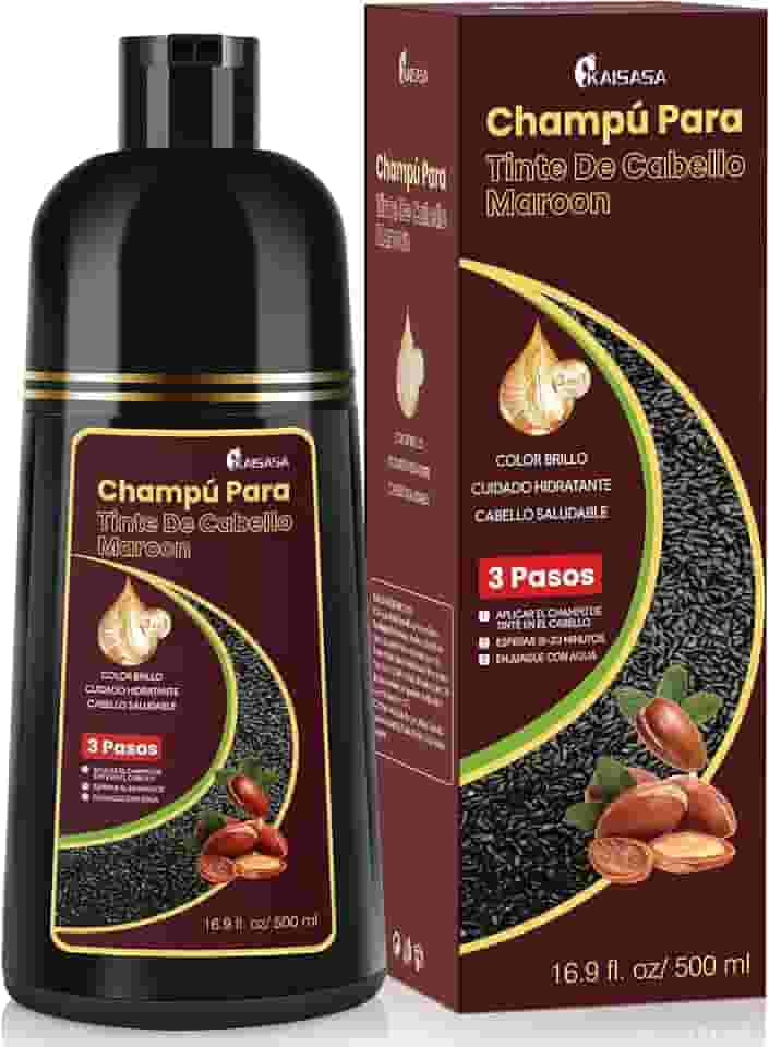 KAISASA Shampoo de tintura de cabelo 3 em 1 shampoo 500ML, instantâneo para cabelo de ingredientes herbais para mulheres e para mim capa de xampu de cabelo cinza branco em minutos marrom castanho