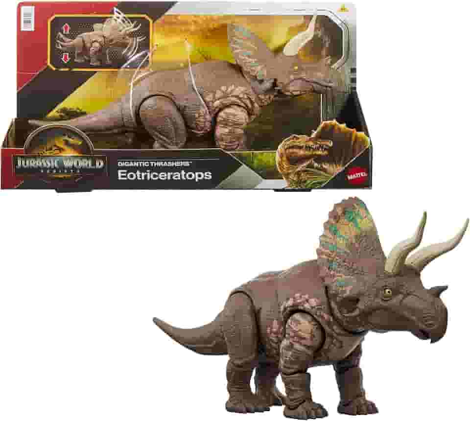 Jurassic World Dinossauro de Brinquedo Rebirth Rastreadore Gigantes Eotriceratops para crianças a partir de 4 anos