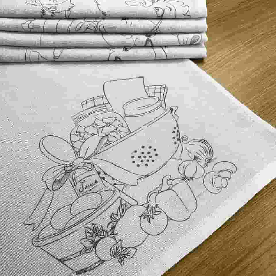 Pano De Prato Com Bainha Riscado 67x41, 25 Unidades