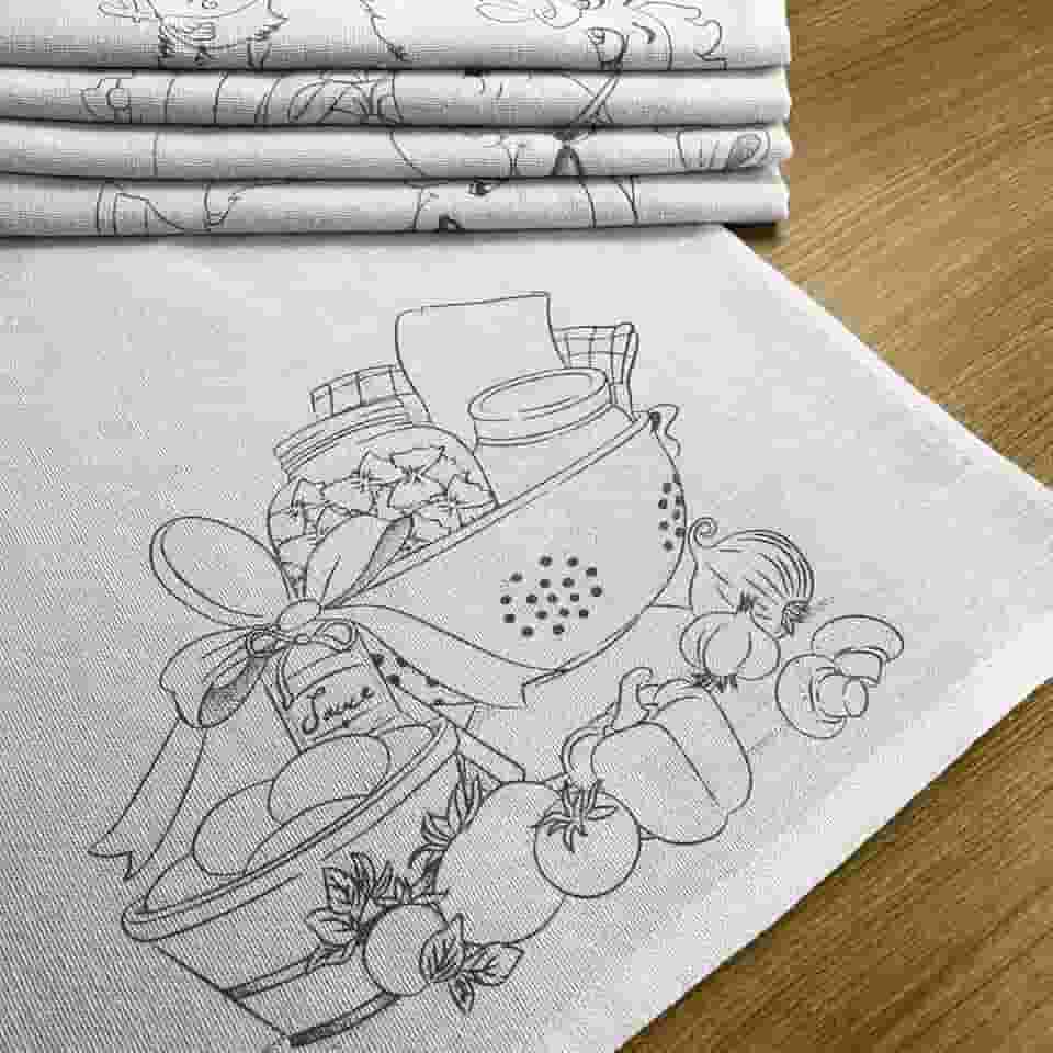 Pano De Prato Com Bainha Riscado 67x41, 25 Unidades