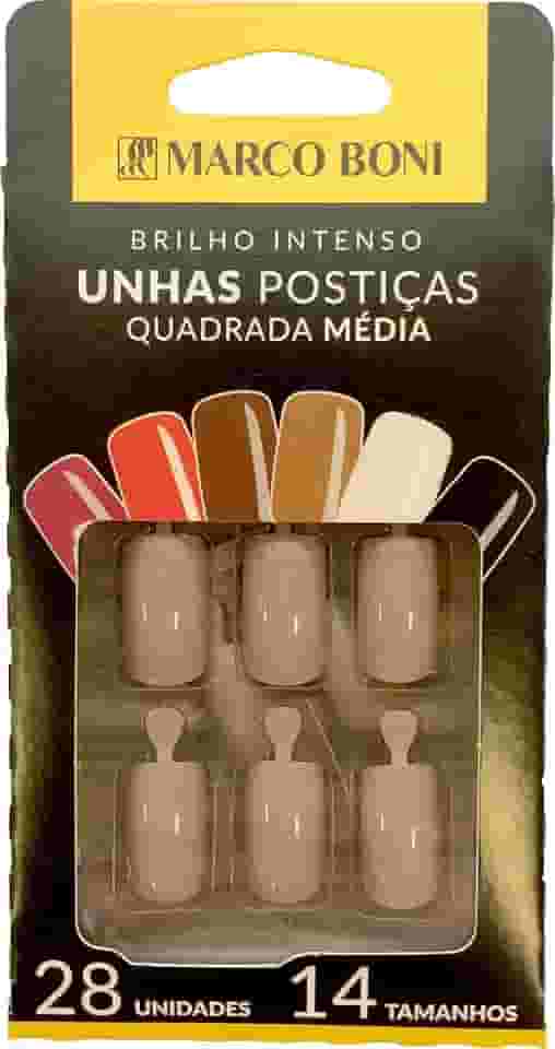 Marco Boni Unhas Postiças Quadrada Nude Claro Médio 9714 28 Unidades