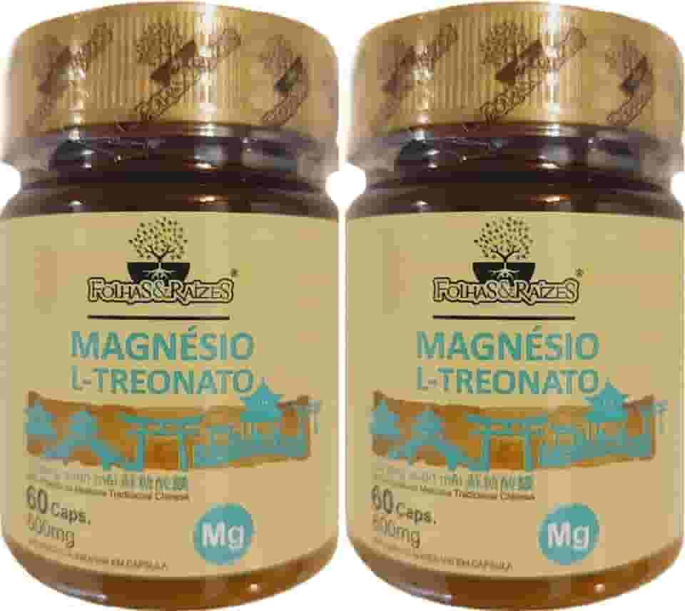 Magnésio L-Treonato Folhas & Raízes 60 Cápsulas Kit 2 Unidades