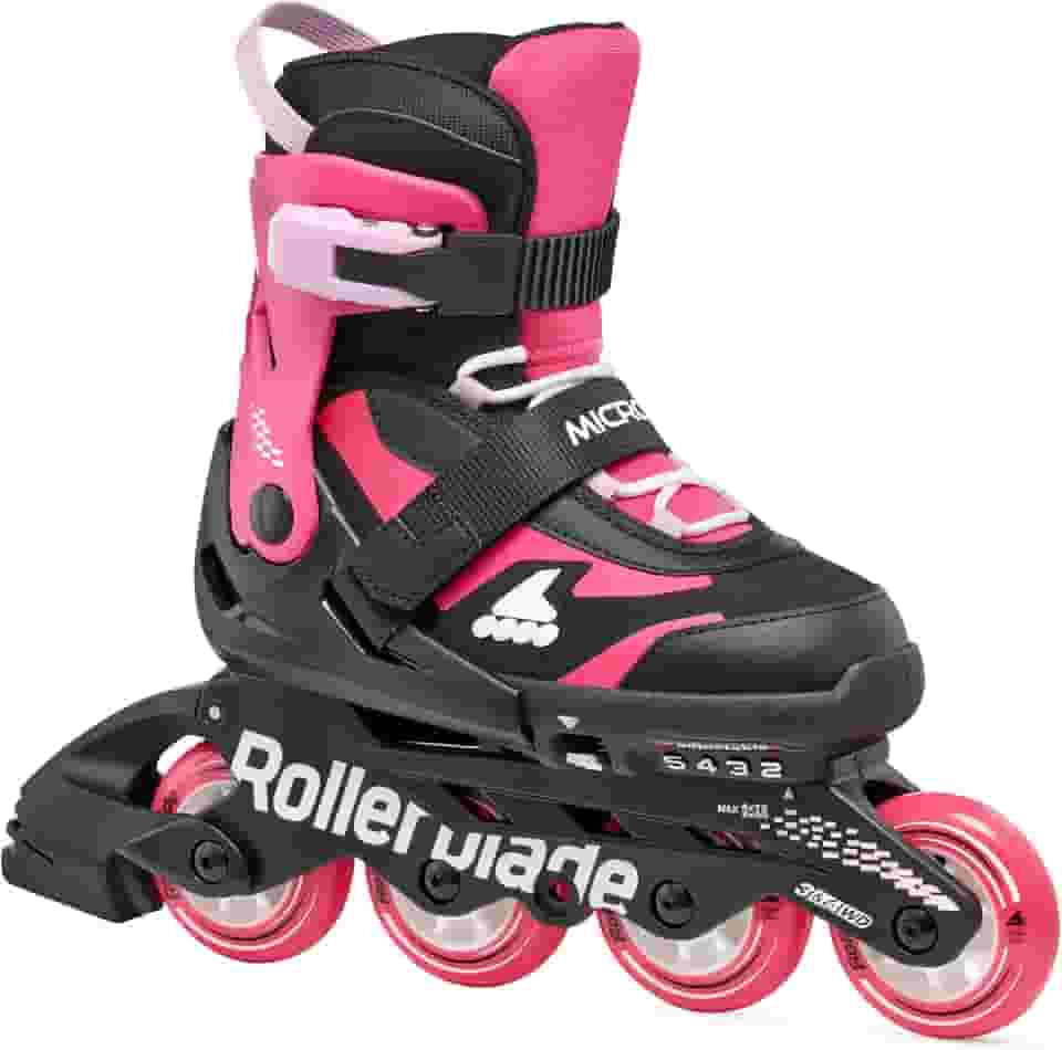 Rollerblade Microblade Patins em linha ajustáveis para crianças, rosa/preto, patins em linha para desempenho juvenil