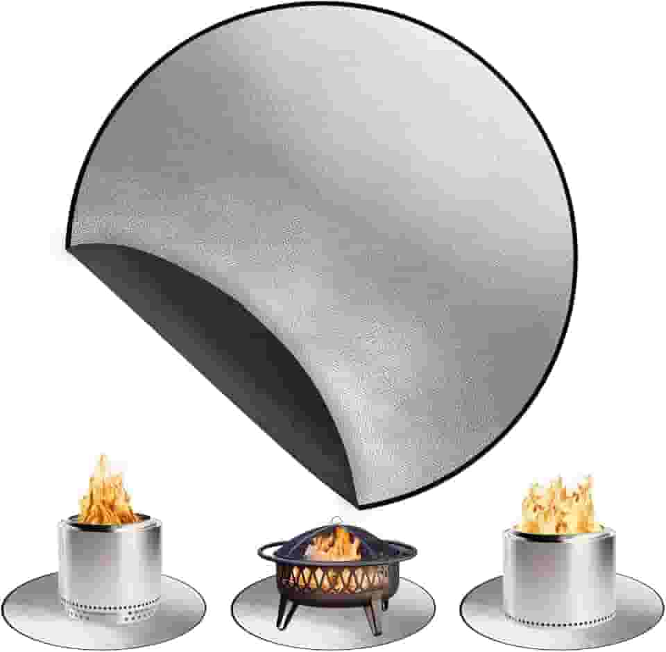 DocSafe Tapete redondo à prova de fogo de 91 cm, tapete para churrasqueira, isolamento térmico, 4 camadas, almofada de fogueira para pátio, deck, grama, gramado, escudo térmico, almofada resistente ao
