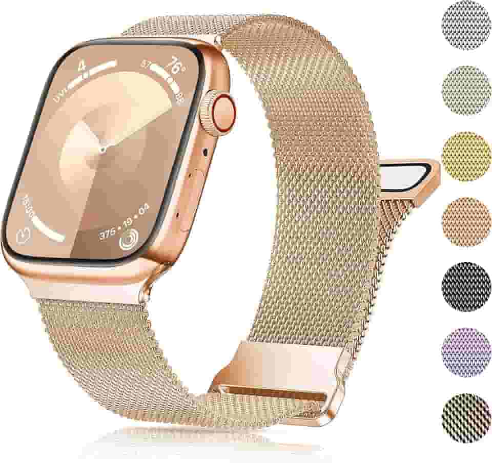 Compatível com 38 mm, 40 mm, 41 mm, 42 mm, 44 mm, 45 mm, 49 mm, malha de aço inoxidável para Ultra 2/Ultra Series 9/8/7/6/5/4/3/2/1/SE