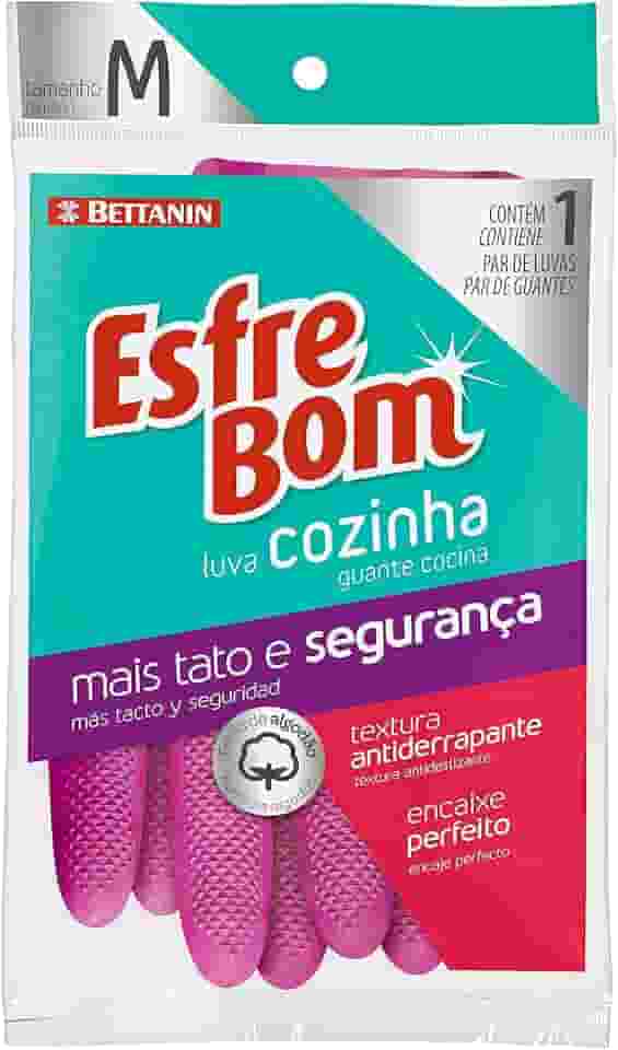 EsfreBom - Luva de Látex para Cozinha Tamanho M, Cor Rosa, Bettanin