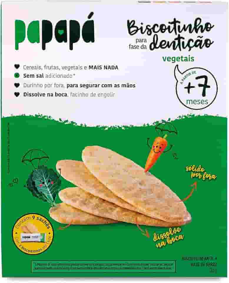 Papapá, Biscoitinho para Fase de Dentição, Sabor Vegetais, 36g, Sem Corantes, Sem Conservantes Artificiais