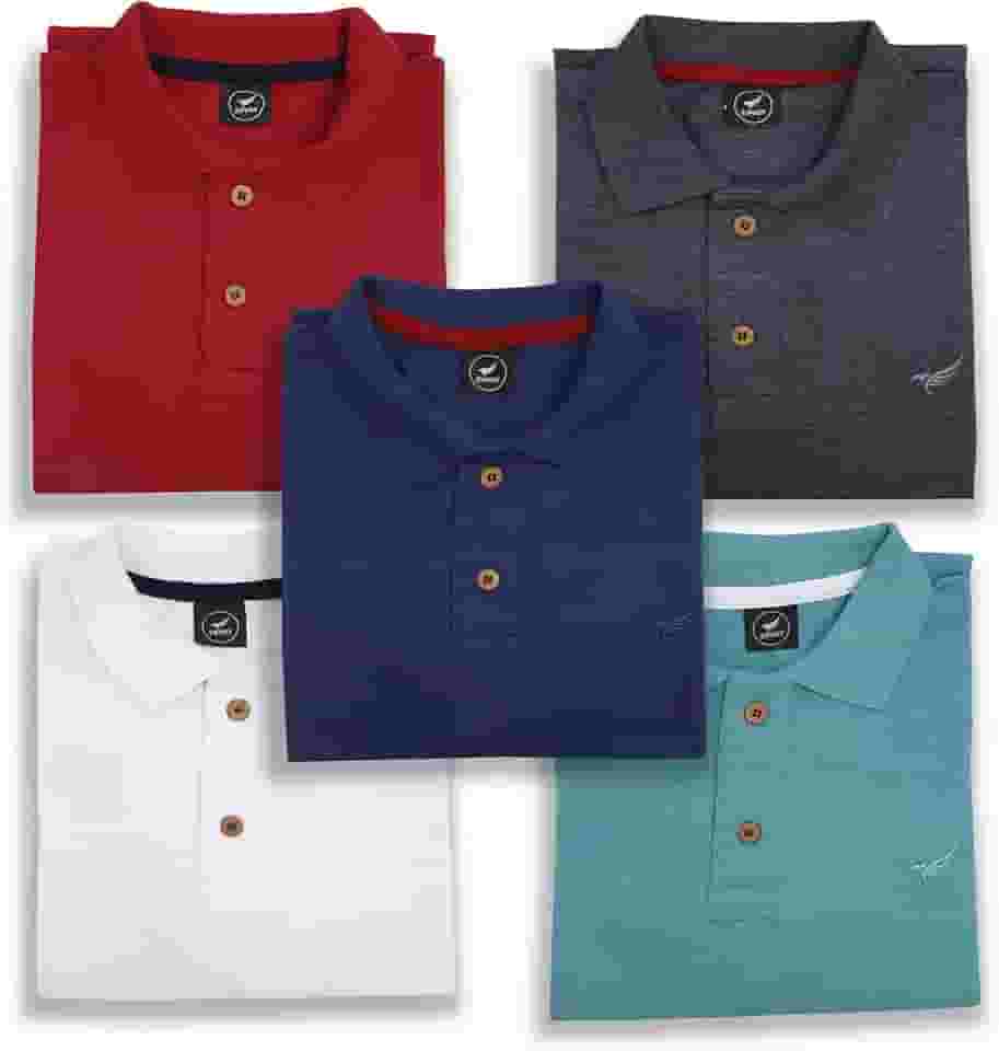 Kit 5 Camisa Polo Envoy Tecido Piquet Básica Masculina