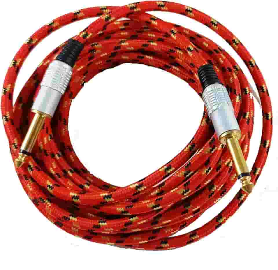 Cabo De Guitarra Mono Nylon P10 Para P10 Dourado 6.5mm 5 Metros Vermelho 8 1 067