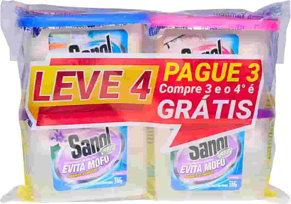 Evita Mofo Absorventes de Umidade (desumidificador), Leve 4 Pague 3 - 1 Neutro / 2 Lavanda / 1 Baby, Sanol, 4 X 100g, Colorido