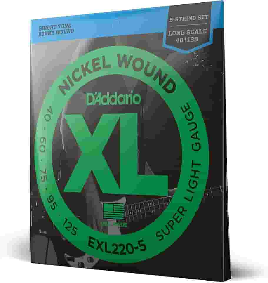 ENCORDOAMENTO PARA BAIXO ELETRICO 5CORDAS EXL220-5 SUPER LIGHT/ESCALA LONGA .040 .060 .075 .095 .125 - D'ADDARIO