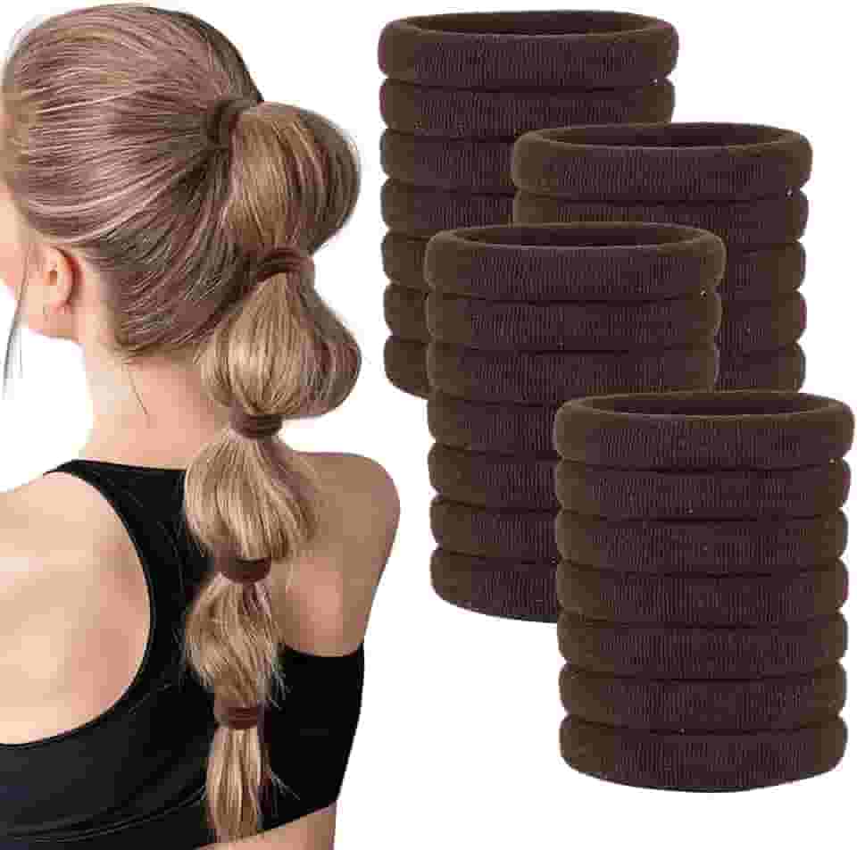 35 peças de laços de cabelo sem costura para mulheres, laços de cabelo castanho sem danos para cabelos cacheados grossos, elásticos macios para suportes de rabo de cavalo, acessórios de cabelo