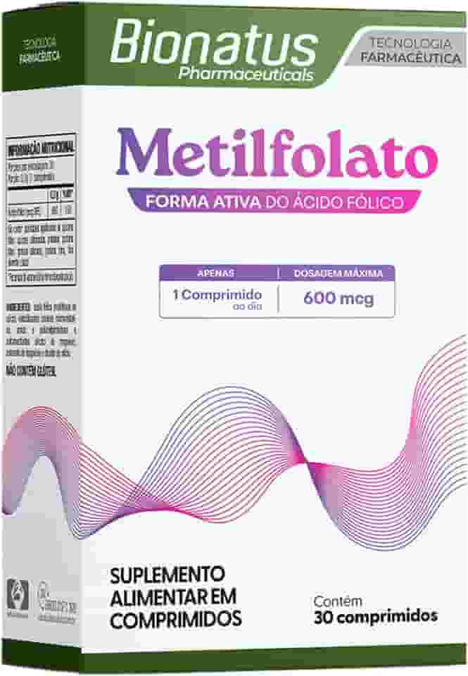 Bionatus, Metilfolato, Suplemento alimentar, Metilfolato 600mcg, 30 cápsulas • 30 doses, Branco