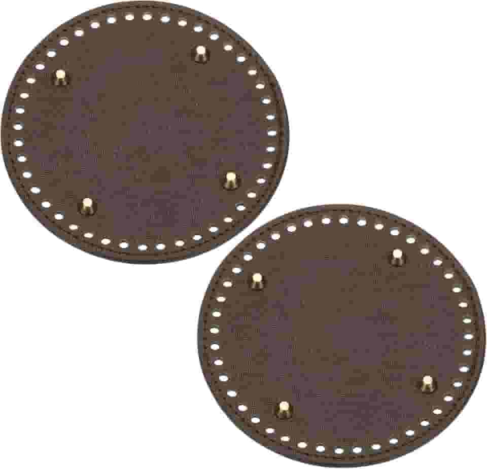 Generic 2 peças de fundo de saco de crochê, 15 cm de diâmetro, bolsa redonda, bolsa de couro, modelador inferior com orifícios, bolsa de crochê, base de almofada para bolsa de mão faça você mesmo