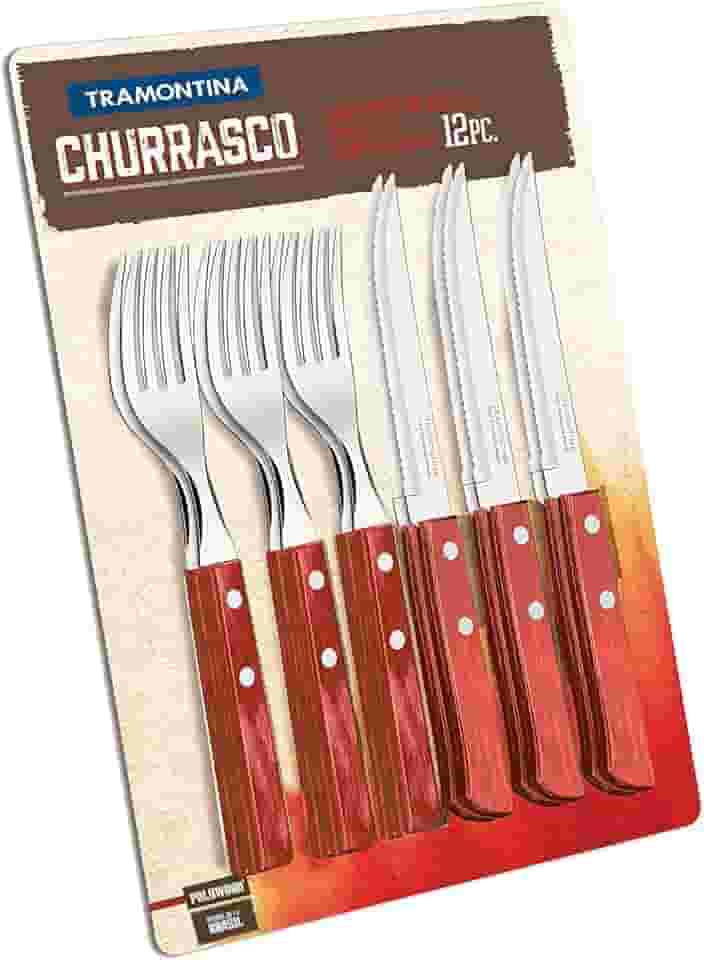 Jogo para Churrasco 12 Peças Tramontina Vermelho, POLYWOOD
