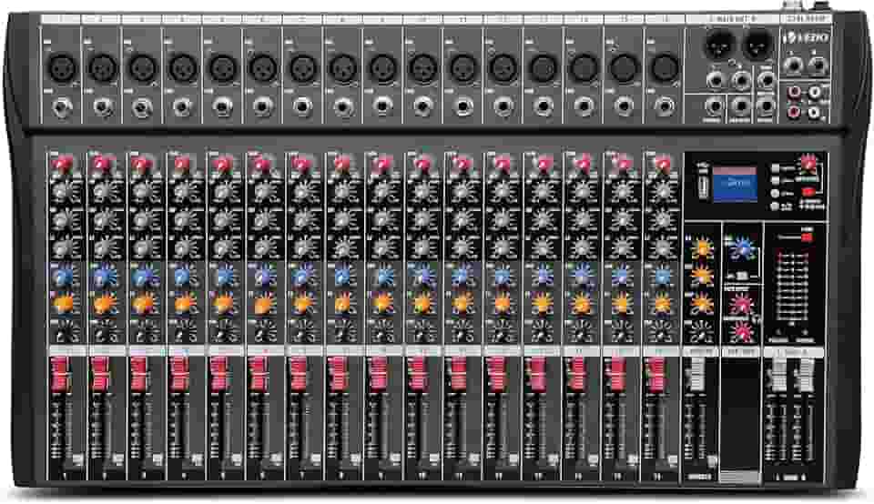 VDA216L Mixer Profissional 16 Canais para Shows ao Vivo, Karaokê - USB/Bluetooth, Efeito de Reverb, Saída de Monitoração, Controle de Som de Estúdio e Palco (Alimentação 110V/220V)
