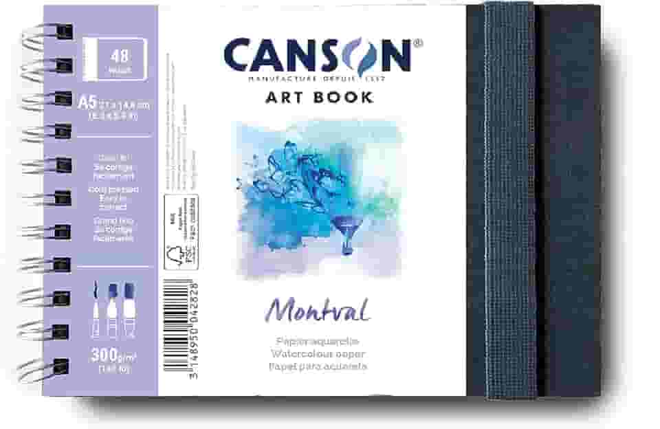 CANSON Caderno Artbook Sketchbook Montval Aquarela Espiral Grão Fino 300g/m² A5 14,8 x 21cm 24 Folhas