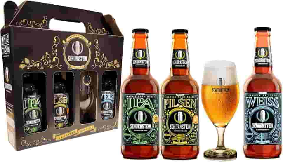 Kit de Cerveja Artesanal para Presente - Schornstein 3 Garrafas 500 ml + Taça 350 ml
