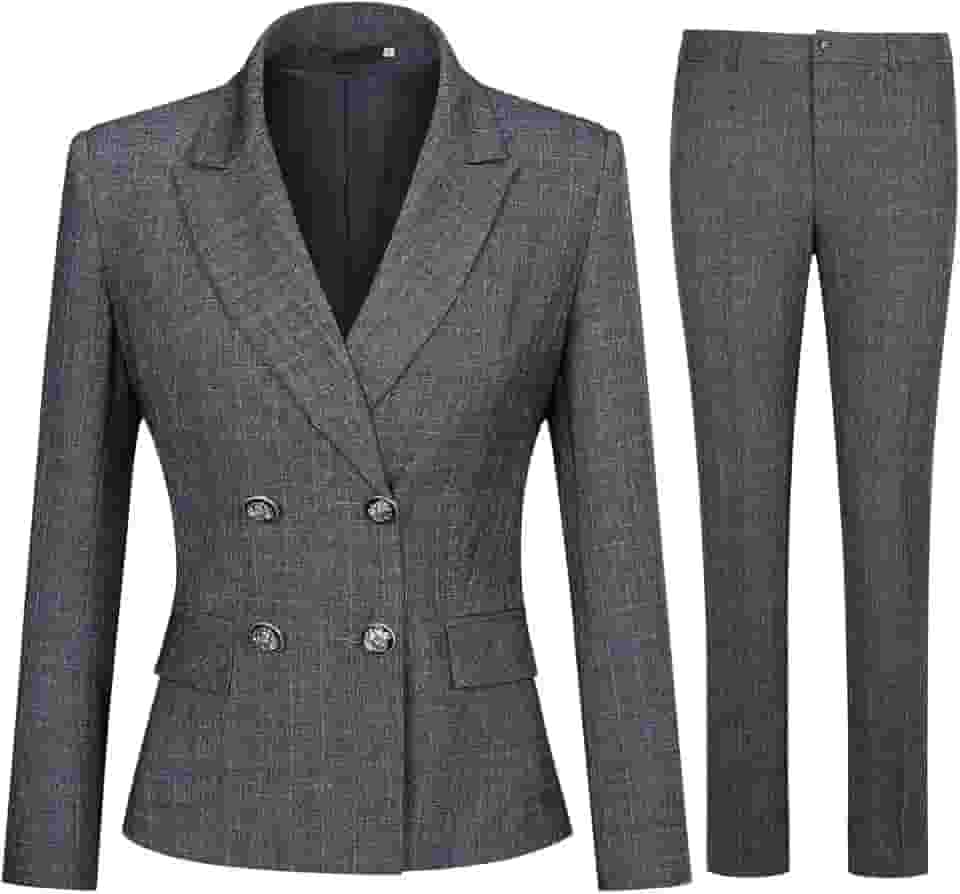 Conjunto feminino de 2 peças de terno trespassado com dois botões e calça