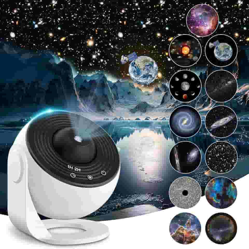 Projetor de Luz Galaxia, Projetor Galaxia, Projetor de Estrelas, Projetor de Luz, Galaxy Projector, Lâmpada de Projeção de Nebulosa Rotativa de 360, luz Noturna para Quarto, Preto E branco