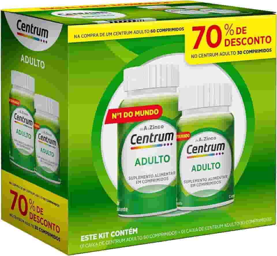 Centrum Adulto Multivitaminico Diário Adulto de A a Z, com Magnesio e Vitamina D, Leve 90 Comprimidos e Pague 60