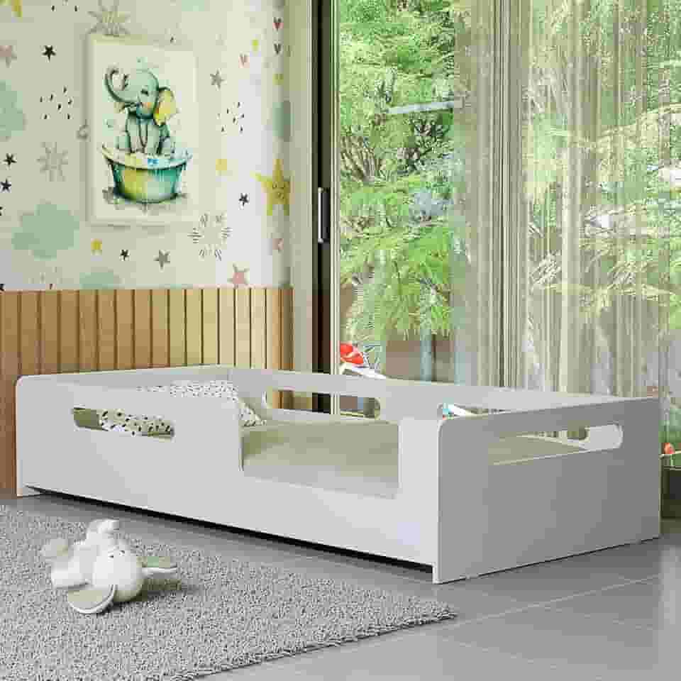Cama Solteiro Montessoriana MDF Conforto e Segurança Moderna