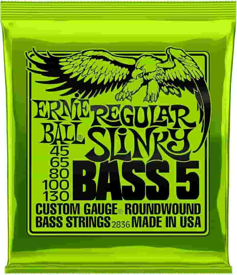 Cordas para baixo Ernie Ball Regular Slinky P02836, revestimento de níquel, calibre 45-130