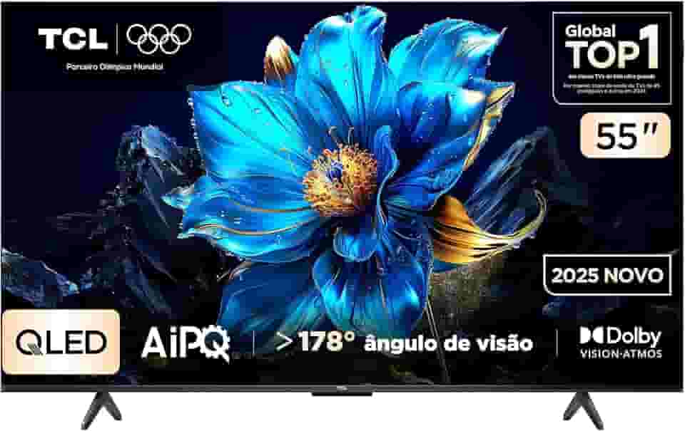 Smart TV TCL 55 Polegadas QLED 4K P7K WiFi Bluetooth Google TV HDR10+ Dolby Atmos Dolby Vision 55P7K