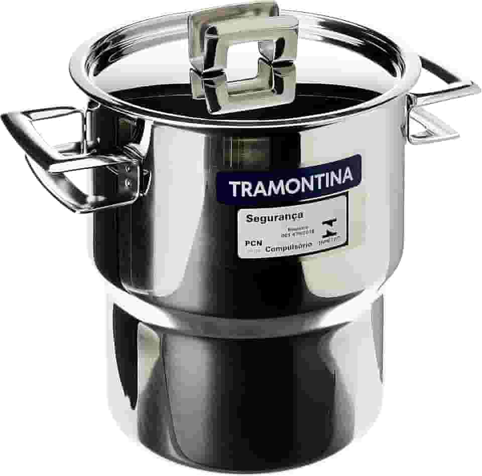 Cuscuzeira Tramontina Brava Em Aço Inox Com Alças E Tampa 14 Cm 2, 1 L Tramontina Inox Cuscuzeira Aco Inox Brava