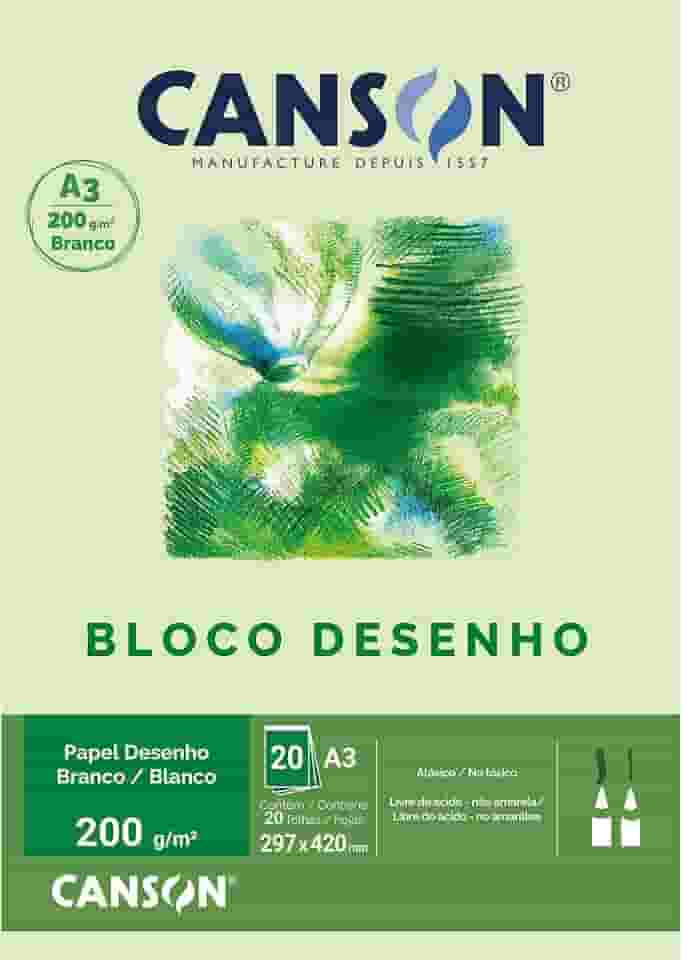 CANSON Tecnica, Papel para Desenho em Bloco, Gramatura 200 g/m², Tamanho A3, Cor Branco