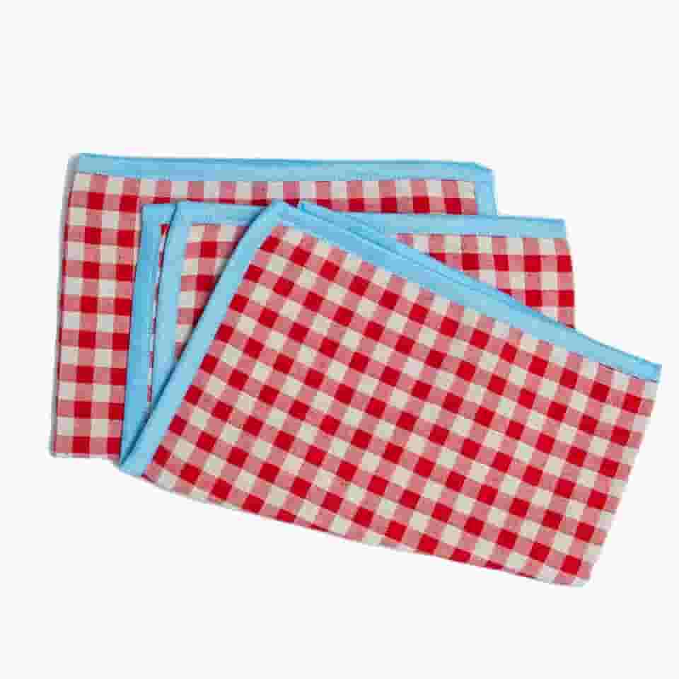 Jogo Americano xadrez de Tecido com acabamento colorido - 2 unidades (Vermelho)