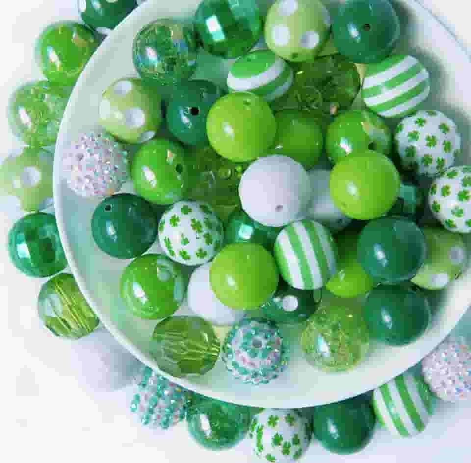 Contas de chiclete de 20 mm para fazer canetas, 50 peças de contas de caneta grandes, mistura de chiclete de chiclete de pedaço, contas coloridas de strass para fabricação de joias (verde)