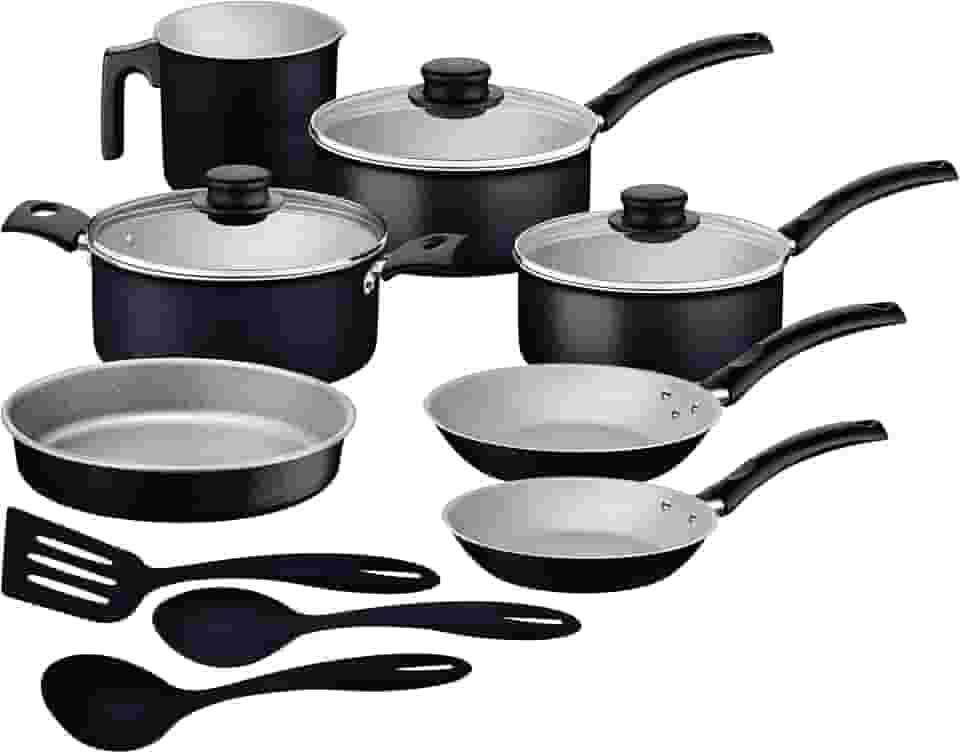 Jogo de Panelas Tramontina Turim em Alumínio com Revestimento Interno e Externo em Antiaderente Starflon Max Preto 10 Peças