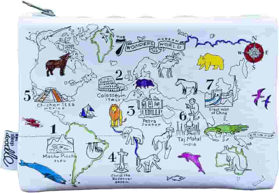 eatsleepdoodle Estojo de lápis de mapa do mundo de colorir DIY para crianças com 10 peças de marcadores laváveis, organizador de suprimentos de arte reutilizável, atividades divertidas de artes e