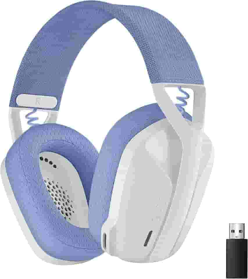 Headset Gamer Sem Fio Logitech G435 LIGHTSPEED, Conexão USB e Bluetooth, Design Leve e Confortável, Microfone Embutido, Bateria de até 18h - Compatível com Dolby Atmos, PC, PS4, PS5, Mobile – Branco