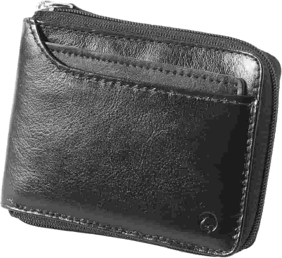 Carteira Masculina Porta CNH Couro Legítimo Fechamento Zíper 188 (Preto)