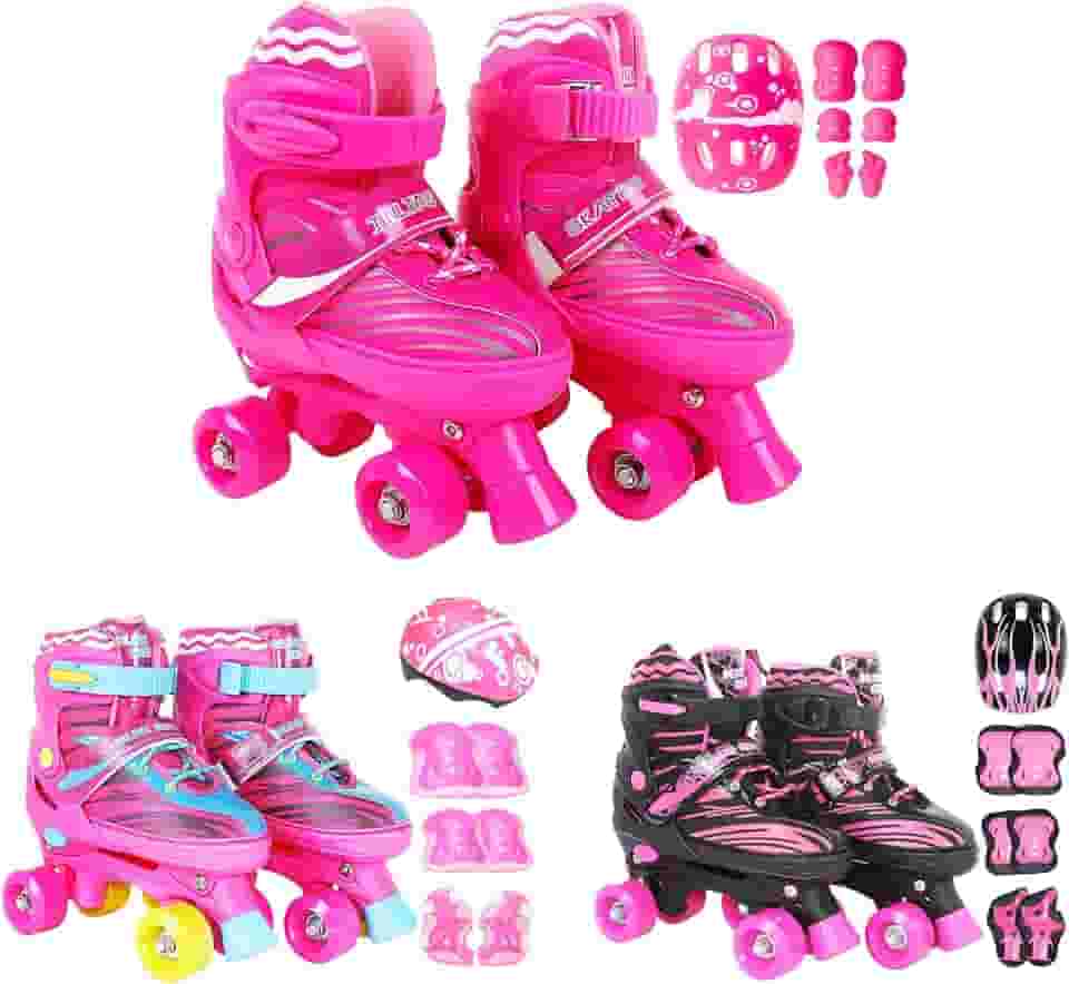 Patins Infantil Roller 4 Rodas + Capacete Proteção Ajustável