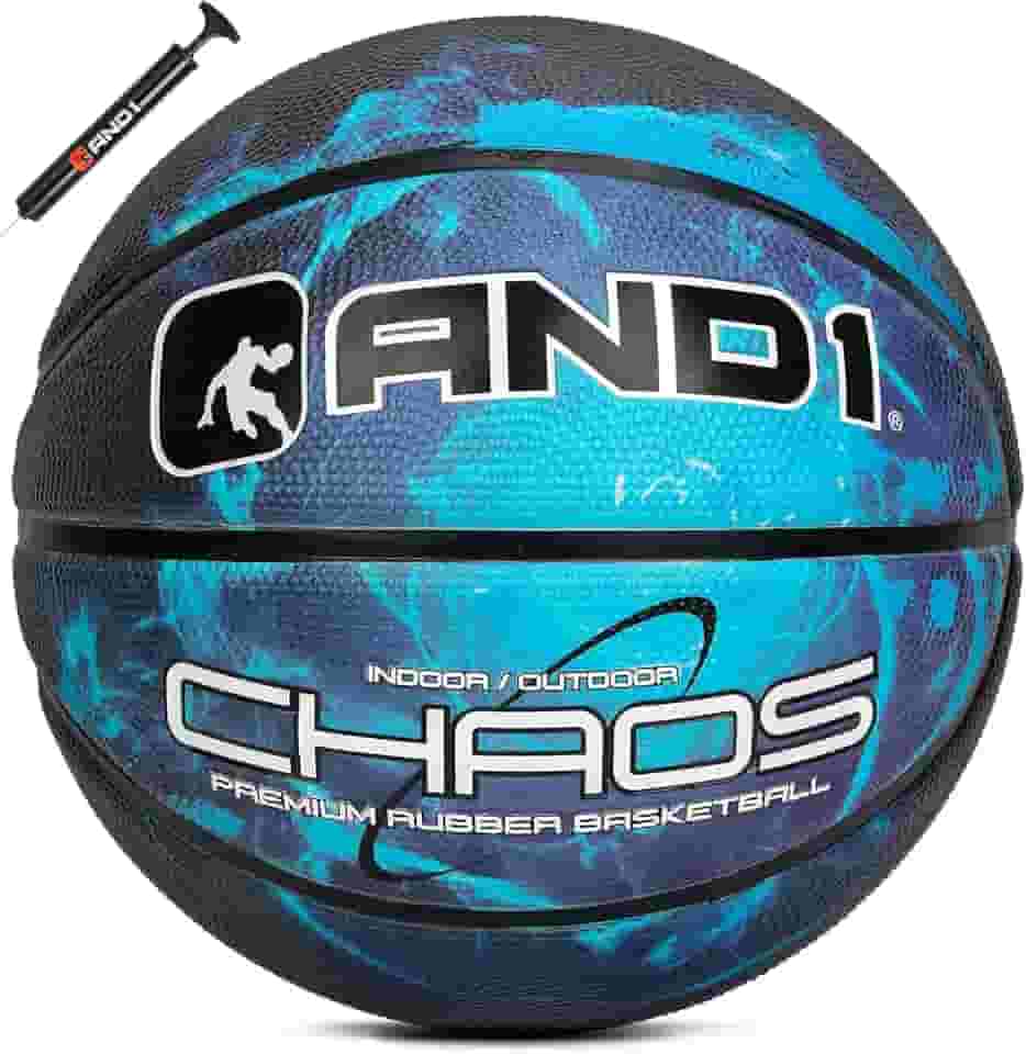 AND1 Chaos Basketball: Regulamento Oficial Tamanho 7 (75 cm) Borracha - Construção de Canal Profundo Streetball, Feito para Jogos de Basquete Interior e Exterior