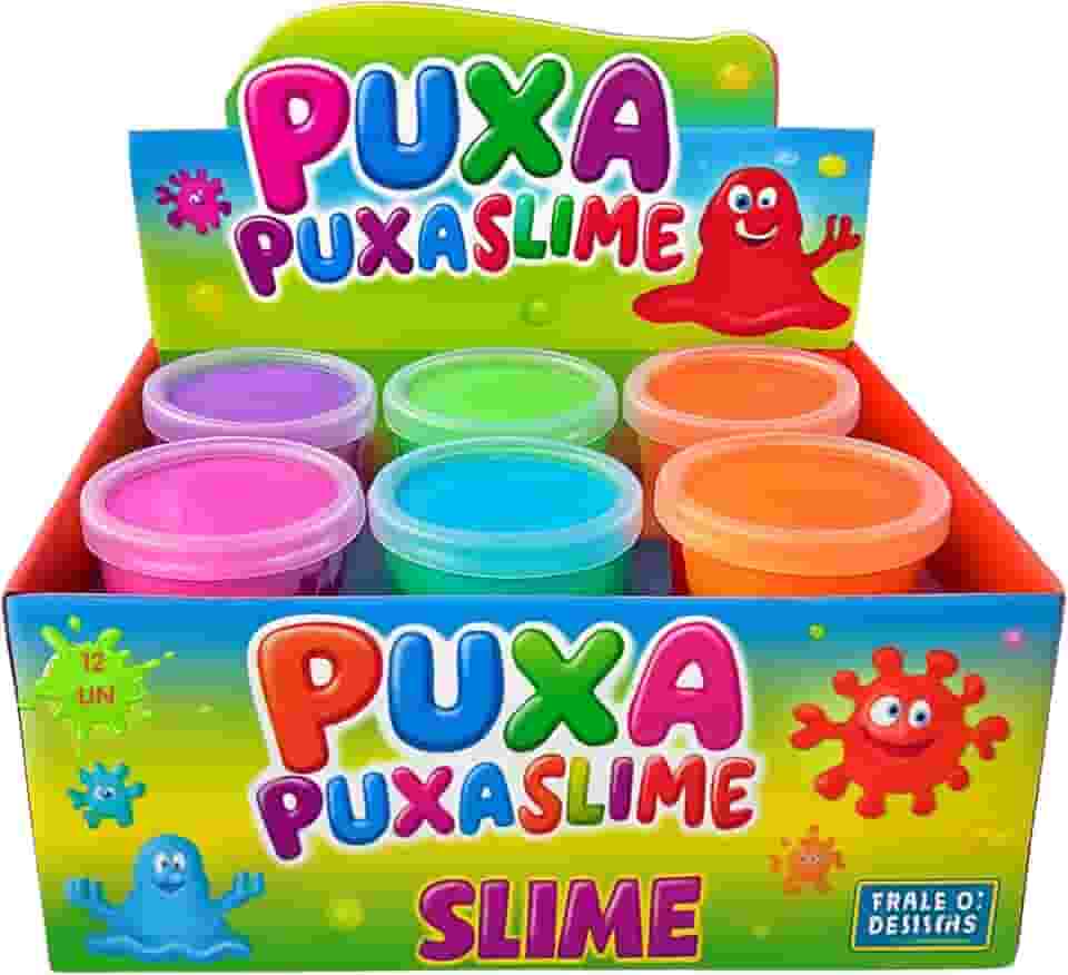 Kit 12 Unidades Slime Leleca Puxa Puxa Divertido, Amoeba - Estique, Modele e Solte a Imaginação com Slime Colorido e Textura Incrível, Cores Sortidas, Festa, Criança, Não gruda