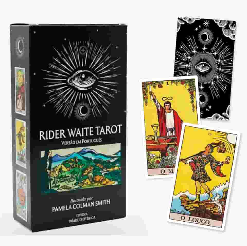 O Tradicional Tarot Rider Waite para iniciantes Português 78 cartas + SAQUINHO + CRISTAL + TOALHA + MAPA ASTRAL
