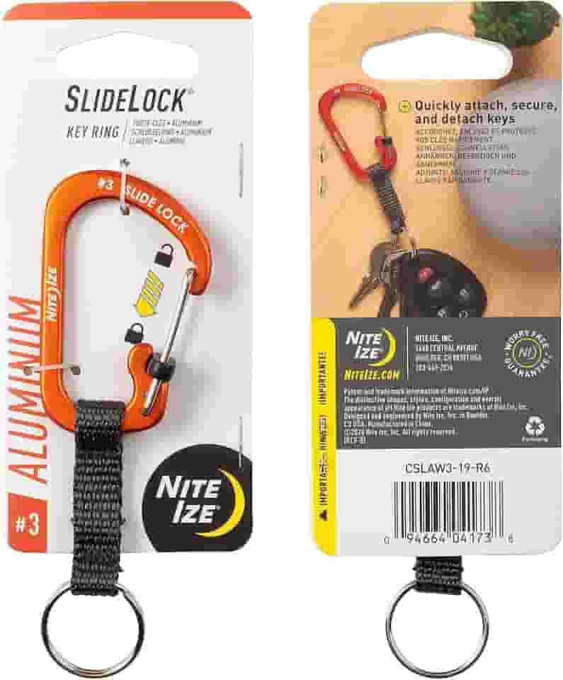Chaveiro Nite Ize SlideLock, mosquetão com trava, laranja