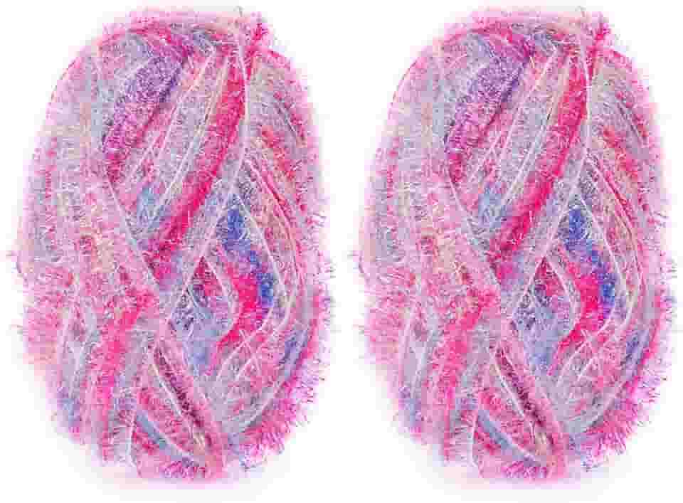 CAMAL Fio de poliéster para panos de prato para suprimentos de crochê, fio de tricô colorido brilhante para panos de prato, artesanato DIY, 2 pacotes 109 jardas por novelo (cores brilhantes)