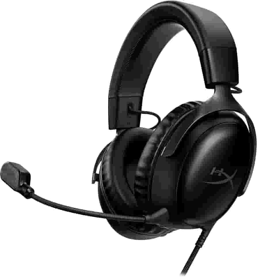 Headset Gamer HyperX Cloud III – Compatível com PC, PS5, Xbox Series X|S, Drivers Angulados de 53mm, Áudio DTS, Microfone de 10 mm, USB-C, USB-A, Fio de 3,5 mm, Preto (727A8AA)